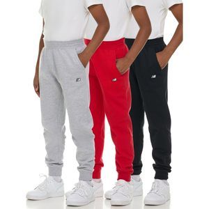 NEW New Balance Boys Fleece Jogger 3 Pack - Kids Soft Cotton Blend Fleece Sweatp
